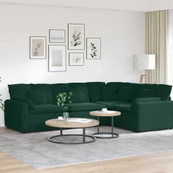 vidaXL Modulares Sofa mit Kissen Samt Dunkelgrün