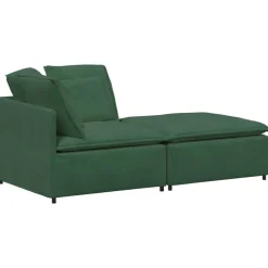 vidaXL Modulares Sofa mit Fußhocker Kissen Cordstoff Dunkelgrün