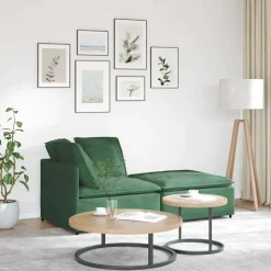 vidaXL Modulares Sofa mit Fußhocker Kissen Cordstoff Dunkelgrün