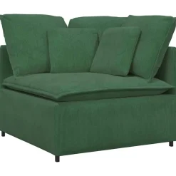 vidaXL Modulares Sofa mit Fußhocker Kissen Cordstoff Dunkelgrün