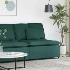 vidaXL Modulares Sofa Mittelmodul mit Kissen Dunkelgrün 100 cm