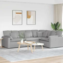 vidaXL Modulares Sofa mit Kissen Stoff Wolkengrau