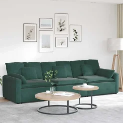 vidaXL Modulares Sofa mit Kissen Dunkelgrün