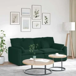 vidaXL Modulares Sofa mit Kissen Dunkelgrün