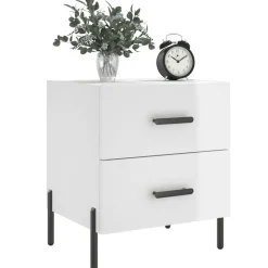vidaXL Nachttische 2 Stk. Hochglanz-Weiß 40x35x47,5 cm Holzwerkstoff