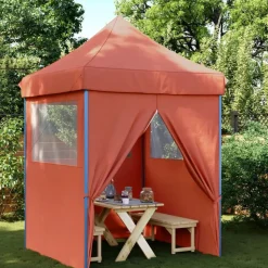 vidaXL Partyzelt Faltbar Pop-Up mit 4 Seitenteilen Terrakottarot