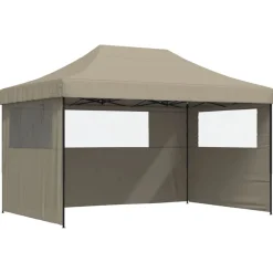 vidaXL Partyzelt Faltbar Pop-Up mit 3 Seitenteilen Taupe