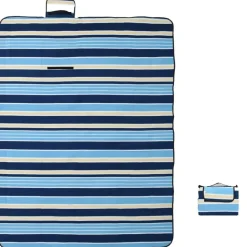 vidaXL Picknickdecke Faltbar Blau und Weiß Gestreift 200x150 cm Samt