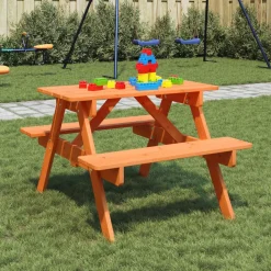 vidaXL Picknicktisch für 4 Kinder mit Schirmloch Massivholz Tanne