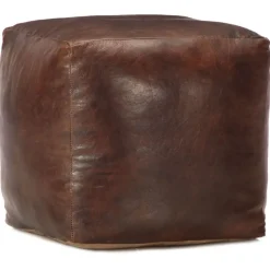 vidaXL Pouf Dunkelbraun 40 x 40 x 40 cm Echtes Ziegenleder