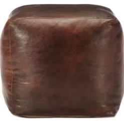 vidaXL Pouf Dunkelbraun 40 x 40 x 40 cm Echtes Ziegenleder