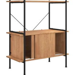 vidaXL Regal mit 3 Böden und Schrank 80x40x92 cm Stahl Holzwerkstoff
