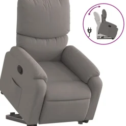 vidaXL Relaxsessel mit Aufstehhilfe Taupe Stoff