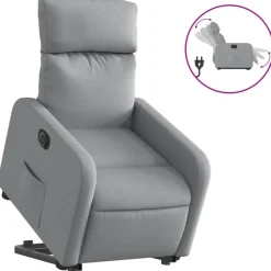 vidaXL Relaxsessel mit Aufstehhilfe Elektrisch Hellgrau Stoff