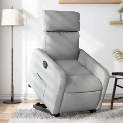 vidaXL Relaxsessel mit Aufstehhilfe Elektrisch Hellgrau Stoff