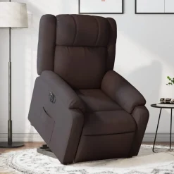 vidaXL Relaxsessel mit Aufstehhilfe Elektrisch Dunkelbraun Stoff