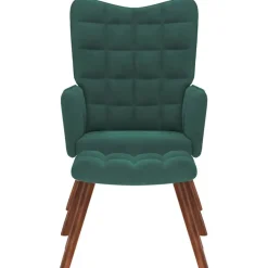 vidaXL Relaxsessel mit Hocker Dunkelgrün Samt