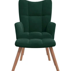 vidaXL Relaxsessel mit Hocker Dunkelgrün Samt