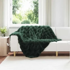 vidaXL Rutschfeste Decke aus Kunstkaninchenfell Olite Dunkelgrün