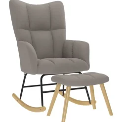 vidaXL Schaukelstuhl mit Fußhocker Taupe Stoff