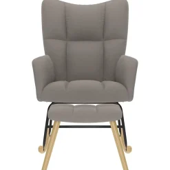 vidaXL Schaukelstuhl mit Fußhocker Taupe Stoff