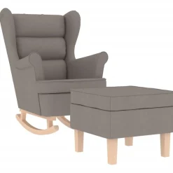 vidaXL Schaukelstuhl mit Fußhocker Taupe Stoff