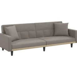 vidaXL Schlafsofa mit Kissen Taupe Stoff