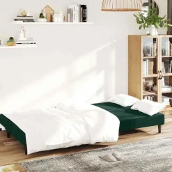 vidaXL Schlafsofa 2-Sitzer Dunkelgrün Samt