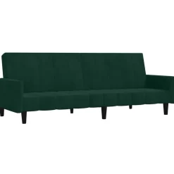 vidaXL Schlafsofa 2-Sitzer Dunkelgrün Samt