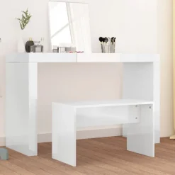 vidaXL Schminkhocker Hochglanz-Weiß 70x35x45 cm Holzwerkstoff