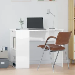 vidaXL Schreibtisch Hochglanz-Weiß 100x55x75 cm Holzwerkstoff
