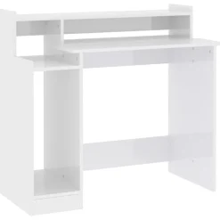vidaXL Schreibtisch mit LEDs Hochglanz-Weiß 97x45x90 cm Holzwerkstoff
