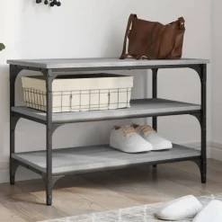 vidaXL Schuhbank Grau Sonoma 70x38,5x49 cm Holzwerkstoff