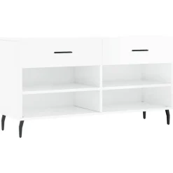 vidaXL Schuhbank Hochglanz-Weiß 102x35x55 cm Holzwerkstoff
