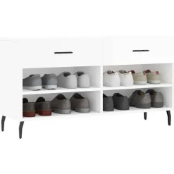 vidaXL Schuhbank Hochglanz-Weiß 102x35x55 cm Holzwerkstoff