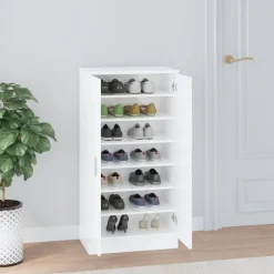 vidaXL Schuhschrank Hochglanz-Weiß 55x35x108 cm Holzwerkstoff
