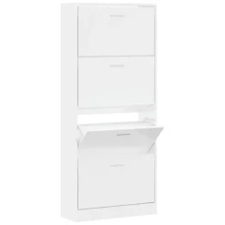 vidaXL Schuhschrank Hochglanz-Weiß 63x24x147 cm Holzwerkstoff