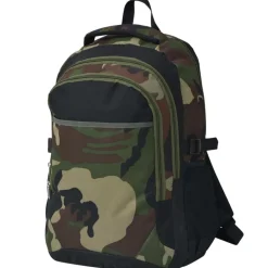 vidaXL Schulrucksack 40 L Schwarz und Tarnfarbe