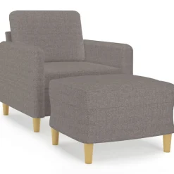 vidaXL Sessel mit Hocker Taupe 60 cm Stoff