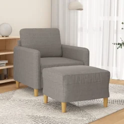 vidaXL Sessel mit Hocker Taupe 60 cm Stoff
