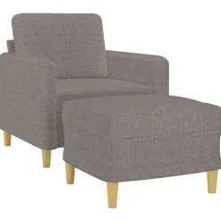 vidaXL Sessel mit Hocker Taupe 60 cm Stoff