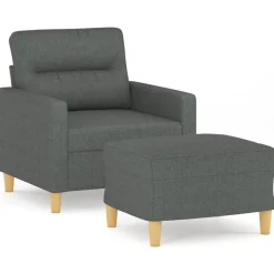 vidaXL Sessel mit Hocker Dunkelgrau 60 cm Stoff