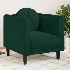 vidaXL Sessel mit Kissen Dunkelgrün Samt