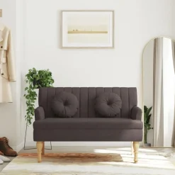vidaXL Sitzbank mit Kissen Dunkelbraun 113x64,5x75,5 cm Stoff