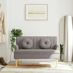 vidaXL Sitzbank mit Kissen Taupe 113x64,5x75,5 cm Stoff