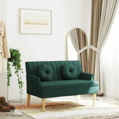 vidaXL Sitzbank mit Kissen Dunkelgrün 113x64,5x75,5 cm Stoff