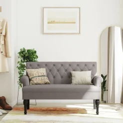vidaXL Sitzbank mit Rückenlehne Taupe 120x62x75,5 cm Stoff