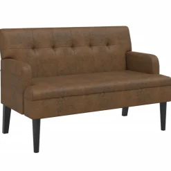 vidaXL Sitzbank mit Rückenlehne Braun 112x65,5x75 cm Wildleder-Optik