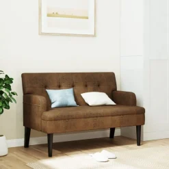 vidaXL Sitzbank mit Rückenlehne Braun 112x65,5x75 cm Wildleder-Optik