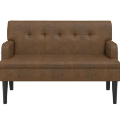 vidaXL Sitzbank mit Rückenlehne Braun 112x65,5x75 cm Wildleder-Optik